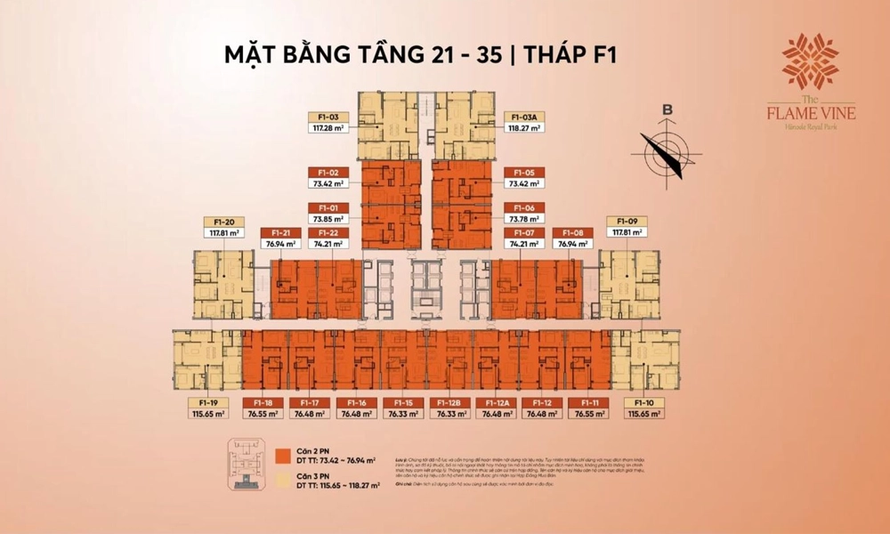 Mặt bằng 3 Mặt bằng toà F1 The Flame Vine