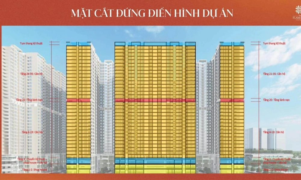 Mặt bằng 2 Mặt tiền chung cư The Flame Vine