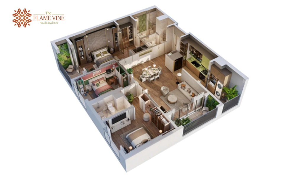Cập nhật giá The Flame Vine theo từng loại căn hộ mới nhất 2026 2 Căn hộ 2 phòng ngủ The Flame Vine